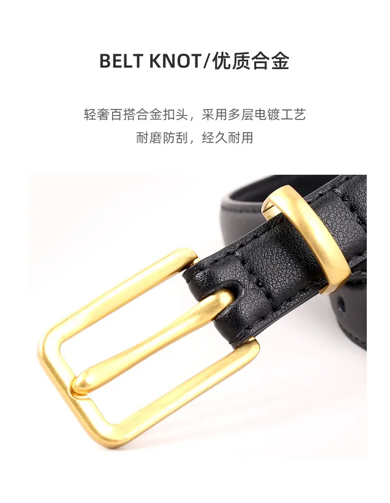 2025 Women Genuine Leather Belt Black with Gold Buckle — feature 15