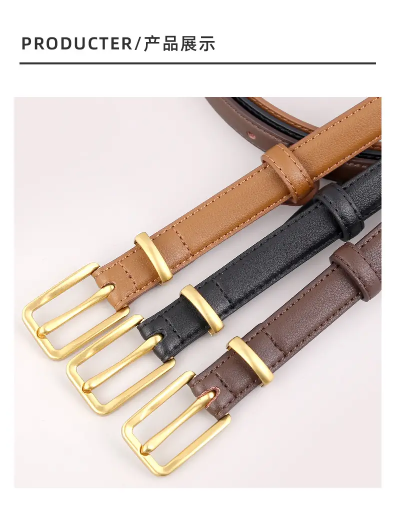 2025 Women Genuine Leather Belt Black with Gold Buckle — feature 18