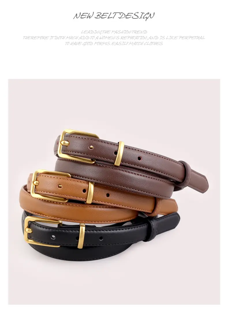 2025 Women Genuine Leather Belt Black with Gold Buckle — feature 19