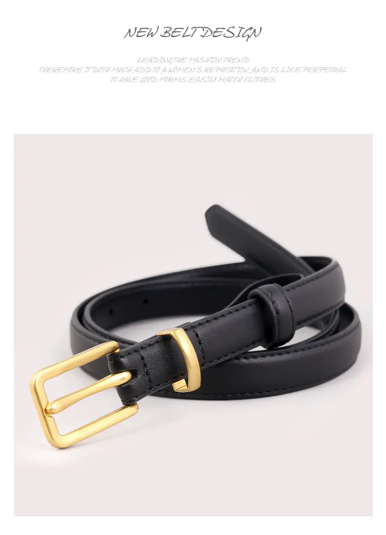 2025 Women Genuine Leather Belt Black with Gold Buckle — feature 20