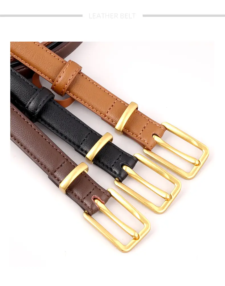 2025 Women Genuine Leather Belt Black with Gold Buckle — feature 6