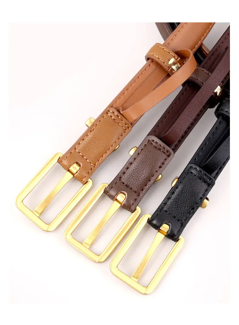 2025 Women Genuine Leather Belt Black with Gold Buckle — feature 9