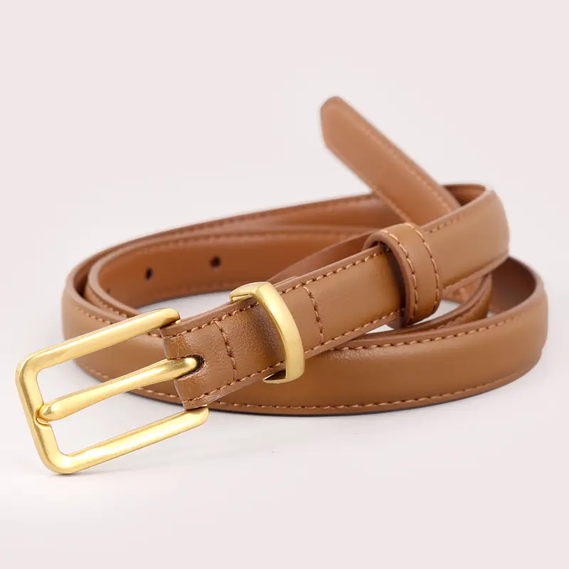 2025 Women Genuine Leather Belt Black with Gold Buckle - Image 2