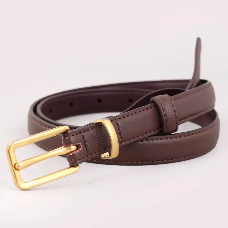 2025 Women Genuine Leather Belt Black with Gold Buckle - Image 3