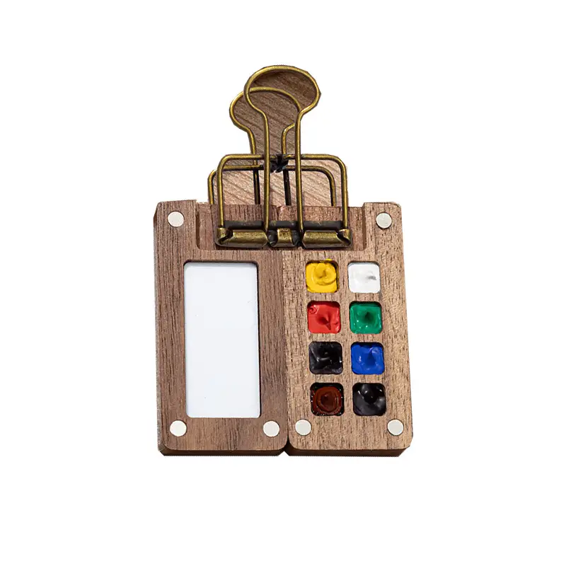 Mini Watercolor Pigment Walnut Box Portable Hand Ledger Book Sketchup Travel Painting Book Color Tone Small Sketchpad