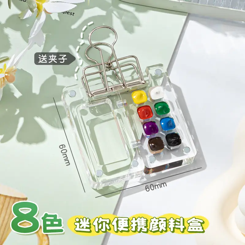 Mini Watercolor Pigment Walnut Box Portable Hand Ledger Book Sketchup Travel Painting Book Color Tone Small Sketchpad — feature 16