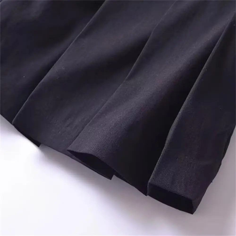 Black Pleated Belted Shorts for Women — feature 6