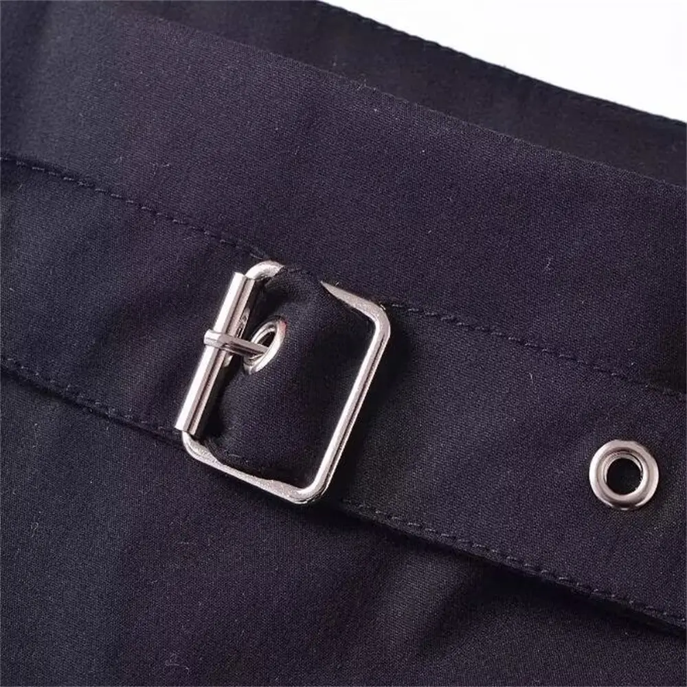 Black Pleated Belted Shorts for Women — feature 8