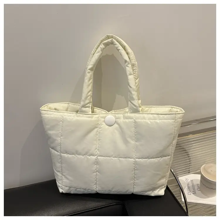 Cotton Embroidered Tote Bag White Large Capacity - Image 2