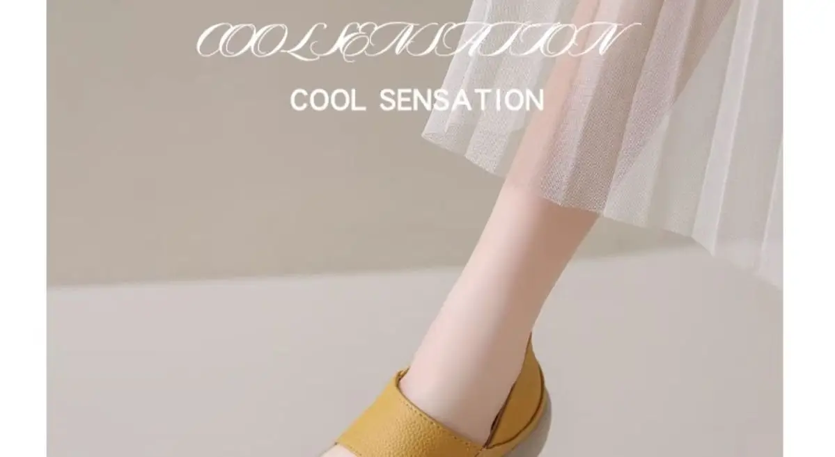 Women's 2025 Summer Flat Sandals White Leather Round Toe Two-Wear — feature 9