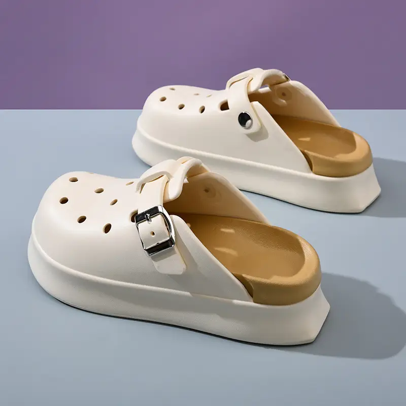 Hole Shoes Women's Summer Wear Non-Stinky Foot Wear-Resistant Sandals EVA Home Non-Slip All-Match Heightened Shoe Slippers - Image 6