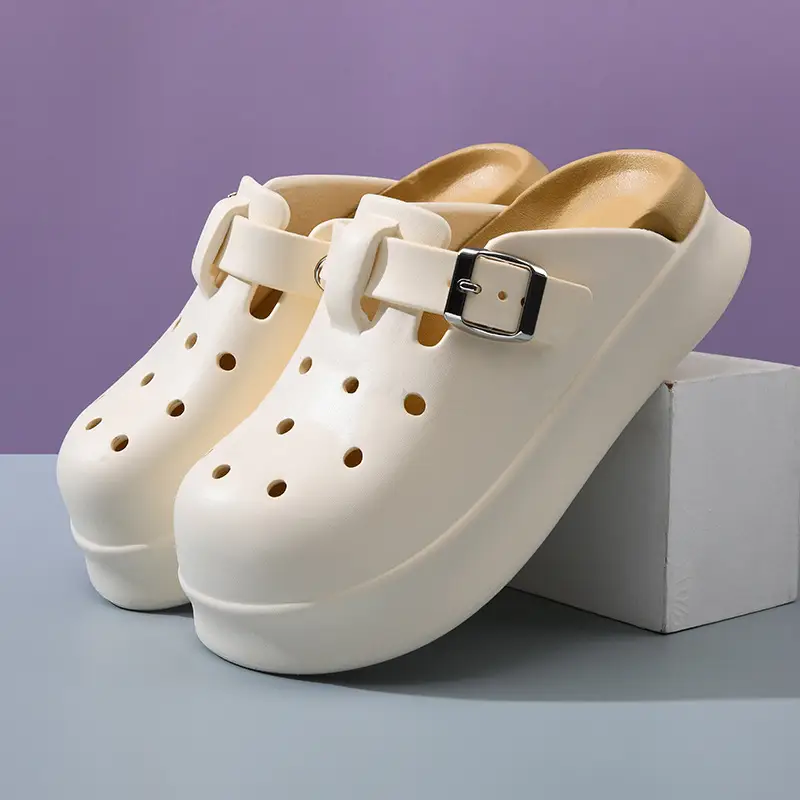 Hole Shoes Women's Summer Wear Non-Stinky Foot Wear-Resistant Sandals EVA Home Non-Slip All-Match Heightened Shoe Slippers - Image 2