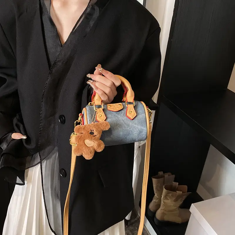 Women's Mini Shoulder Bag with Teddy Bear Decor - Image 10