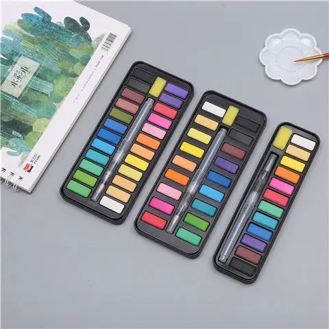 solid watercolor paint box portable suit powder cake pigment hand painted watercolor powder cake watercolor pigment wholesale