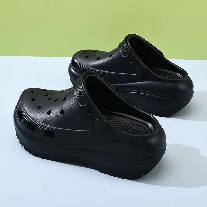 Light wheel hole shoes women's summer wear thick-soled poop-feeling slippers increased anti-slip wear-resistant high-end feeling toe-covered mop - Image 5