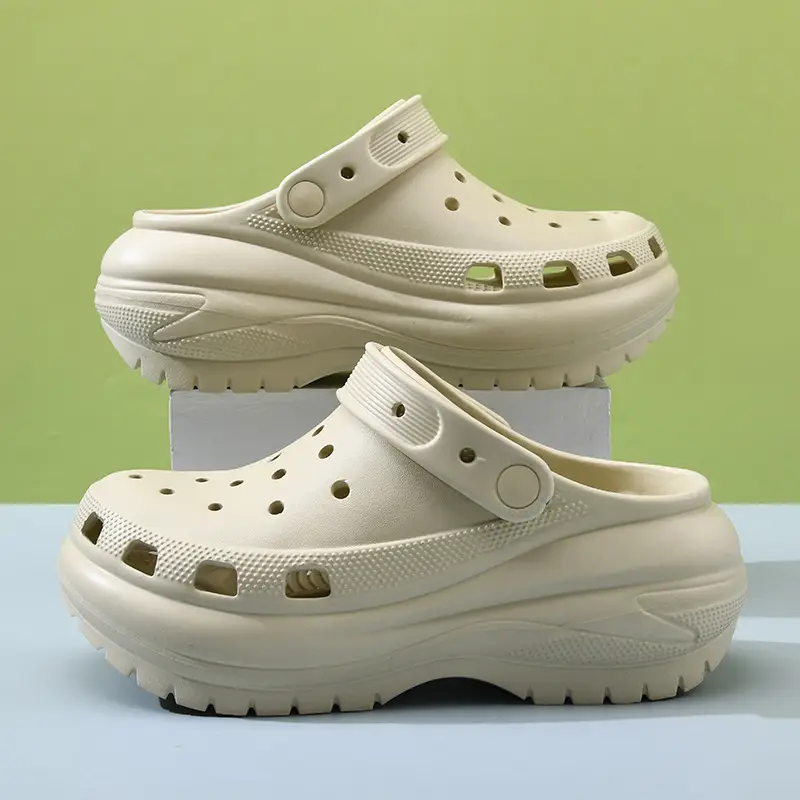 Light wheel hole shoes women's summer wear thick-soled poop-feeling slippers increased anti-slip wear-resistant high-end feeling toe-covered mop - Image 6