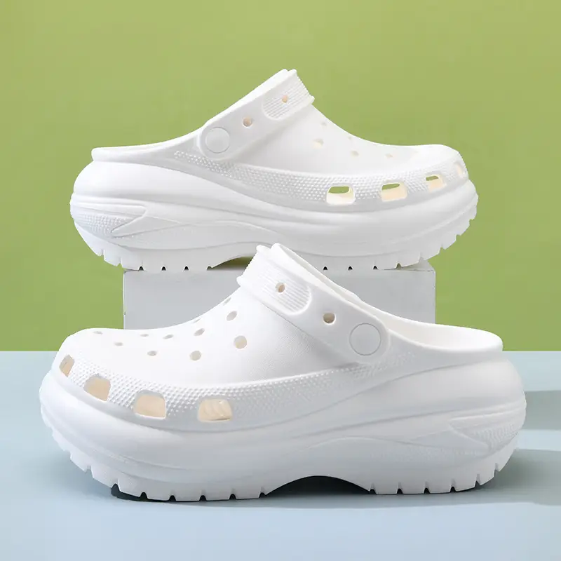 Light wheel hole shoes women's summer wear thick-soled poop-feeling slippers increased anti-slip wear-resistant high-end feeling toe-covered mop - Image 7