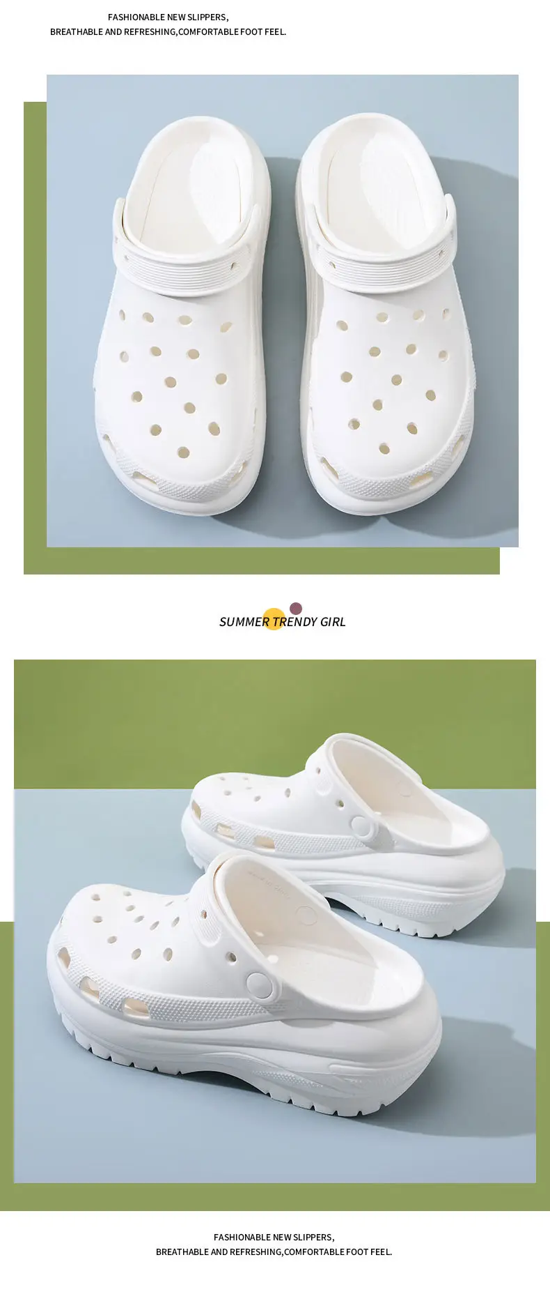 Light wheel hole shoes women's summer wear thick-soled poop-feeling slippers increased anti-slip wear-resistant high-end feeling toe-covered mop — feature 13