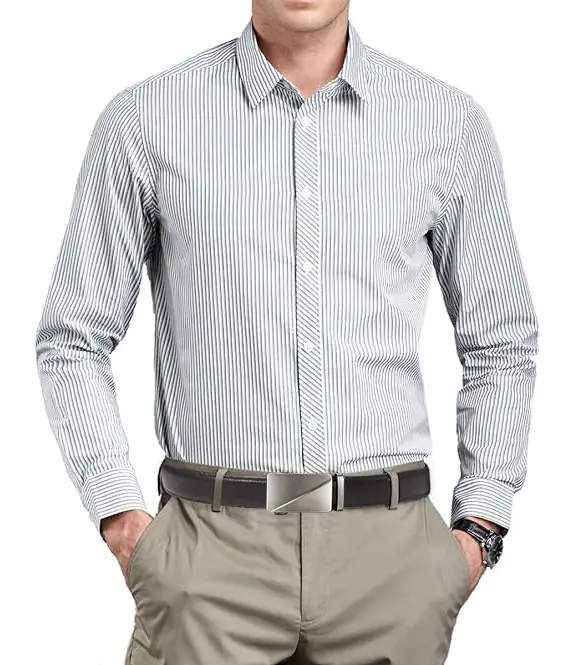 Men's Automatic Buckle Leather Belt with Silver Plate — feature 2