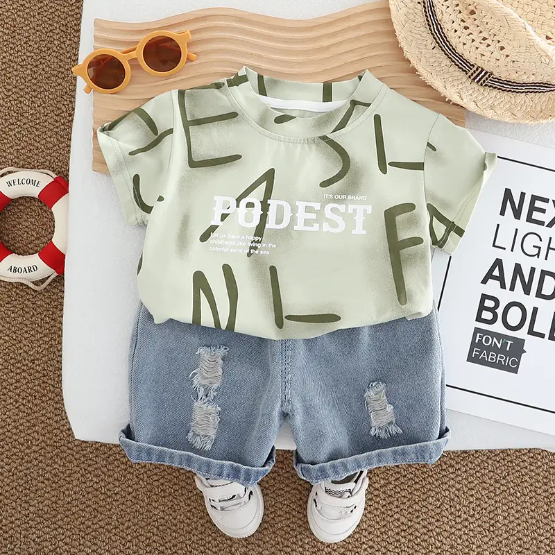 2024 Boys Casual 2-Piece T-Shirt & Shorts Set - Image 2