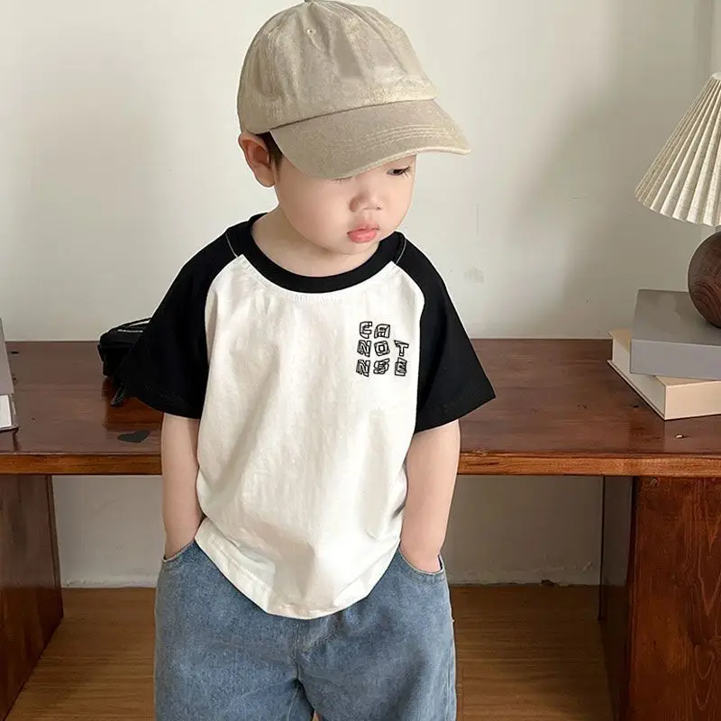 Boys Cotton T-Shirt with Color Block Design Medium Large - Image 5