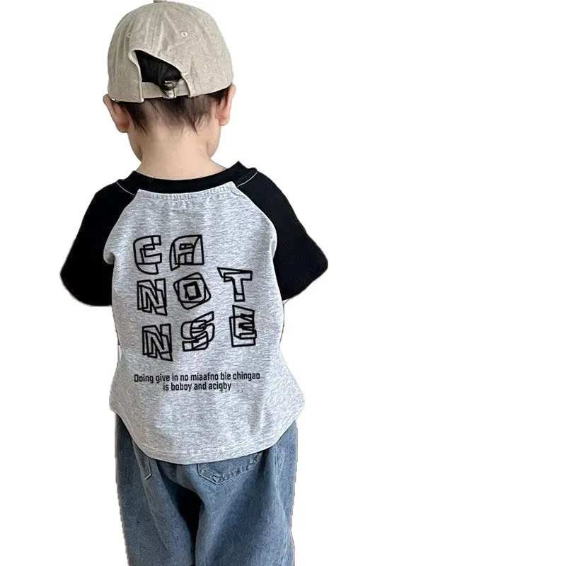 Boys Cotton T-Shirt with Color Block Design Medium Large - Image 7