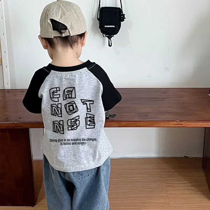 Boys Cotton T-Shirt with Color Block Design Medium Large — feature 15