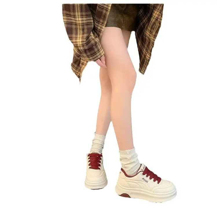 Women's White Platform Casual Shoes Round Toe Height-increasing - Image 8
