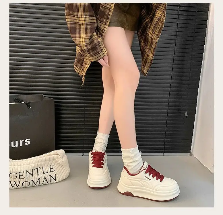 Women's White Platform Casual Shoes Round Toe Height-increasing — feature 10