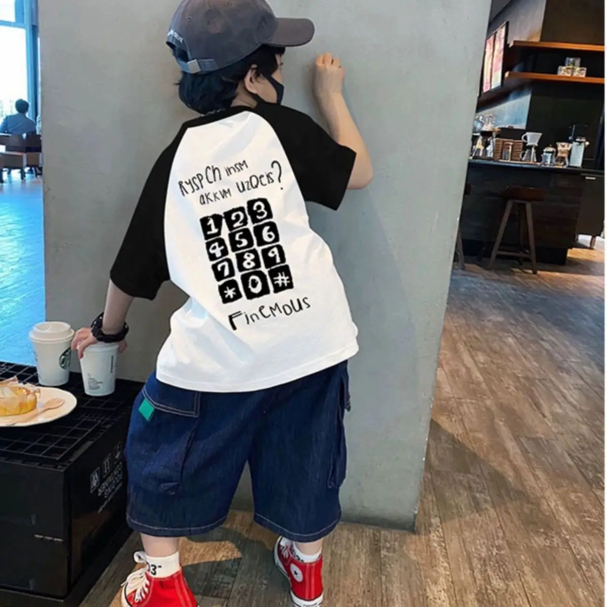 220g Cotton Kids Raglan Short Sleeve T-Shirt Medium Large