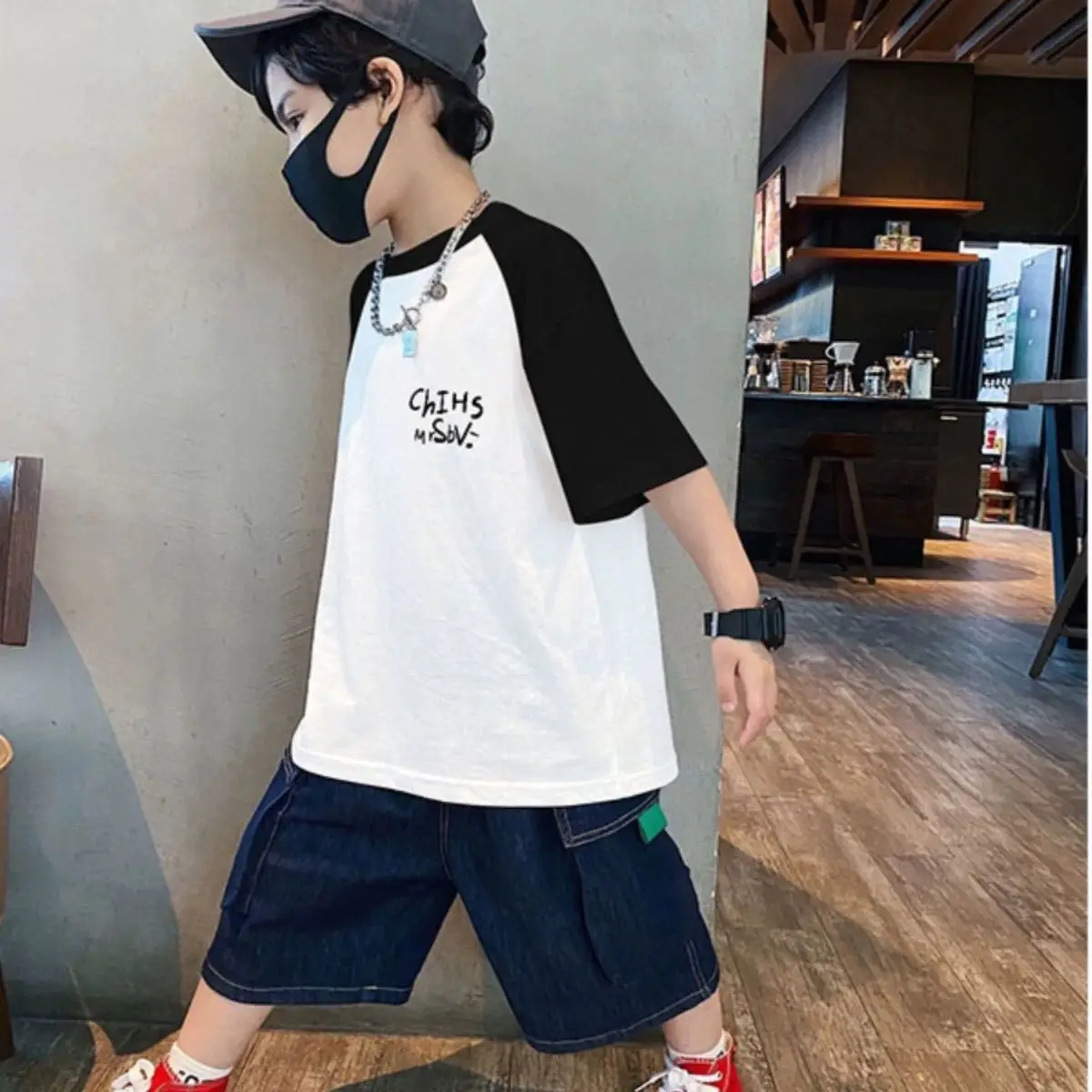 220g Cotton Kids Raglan Short Sleeve T-Shirt Medium Large — feature 8