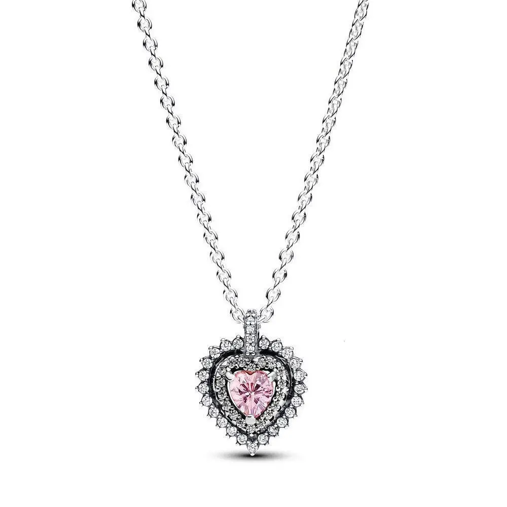 Panjia Pink Love Necklace Butterfly Earrings Adjustable Silver Plated - Image 8