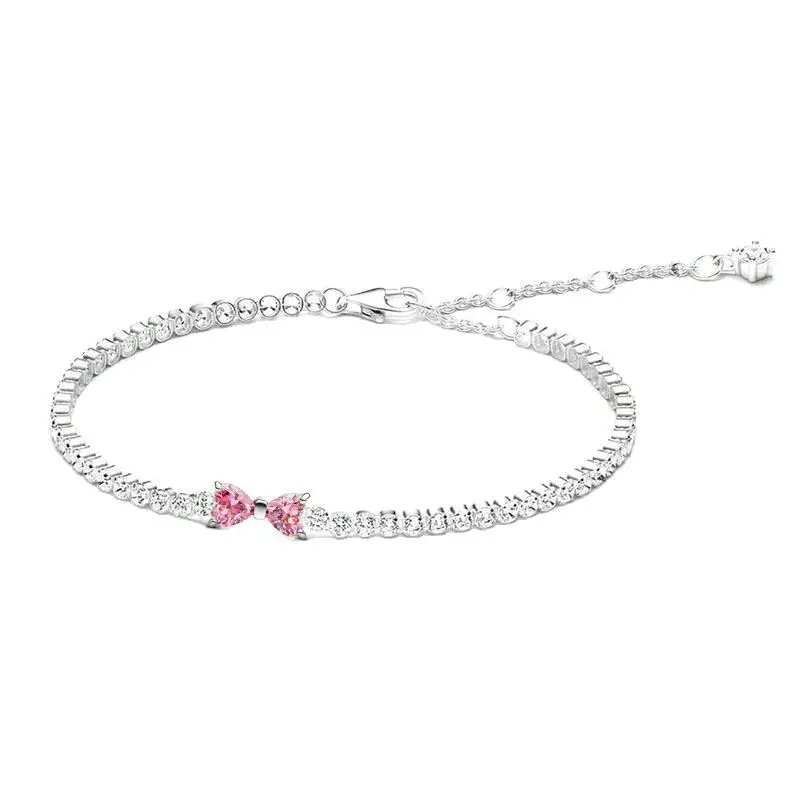 Panjia Pink Love Necklace Butterfly Earrings Adjustable Silver Plated - Image 11