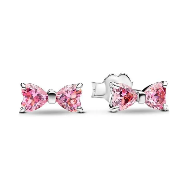 Panjia Pink Love Necklace Butterfly Earrings Adjustable Silver Plated - Image 2