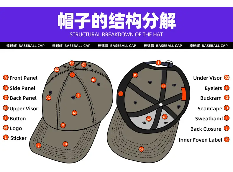 Light Gray Black Baseball Cap with Hard Brim — feature 11