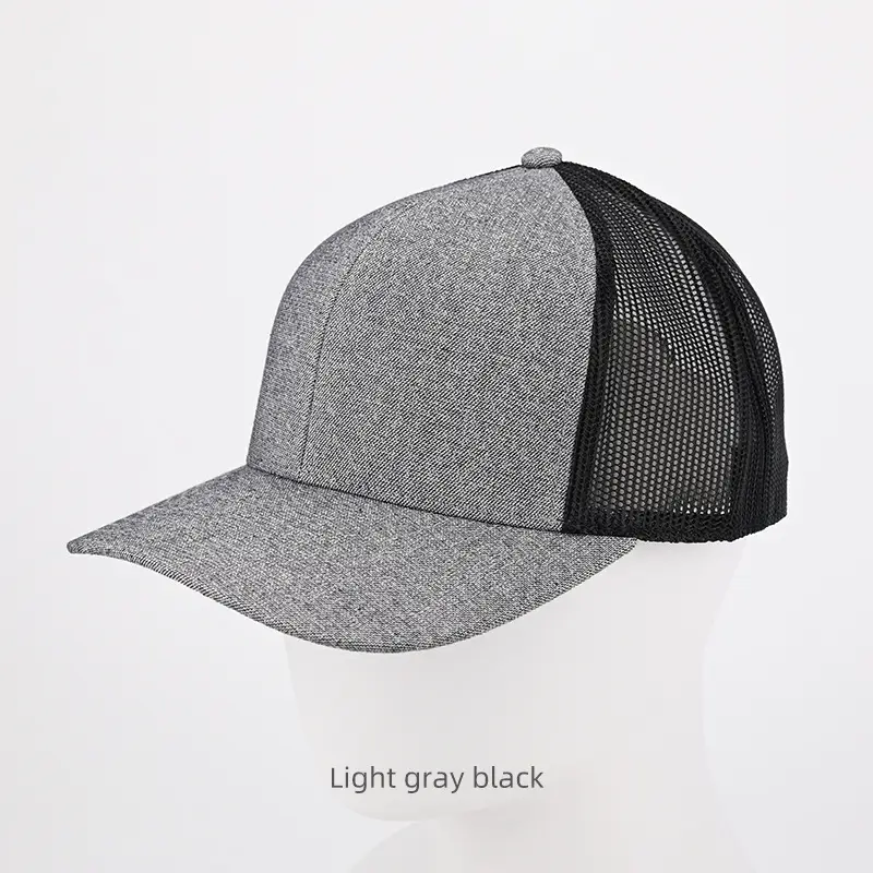 Light Gray Black Baseball Cap with Hard Brim - Image 11