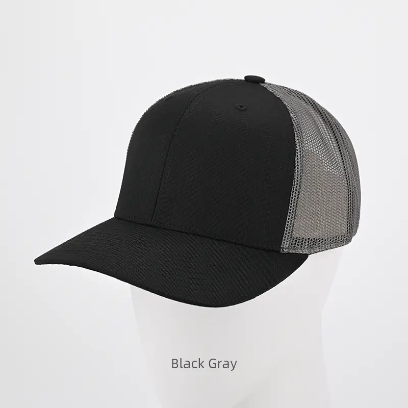 Light Gray Black Baseball Cap with Hard Brim - Image 2