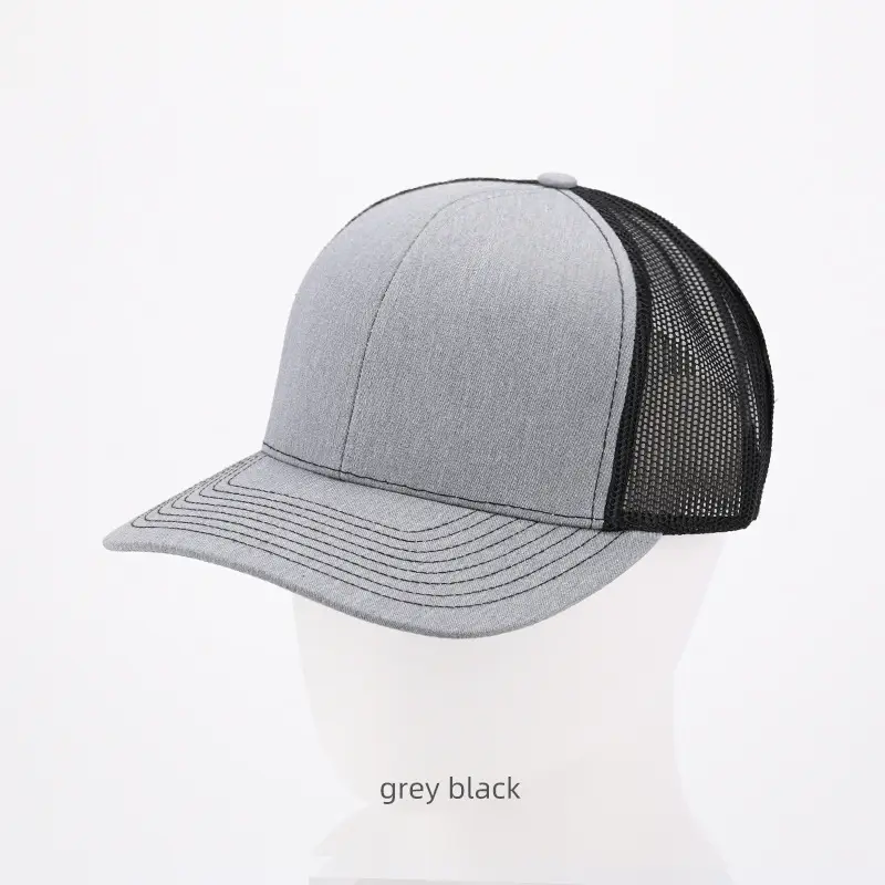 Light Gray Black Baseball Cap with Hard Brim - Image 6