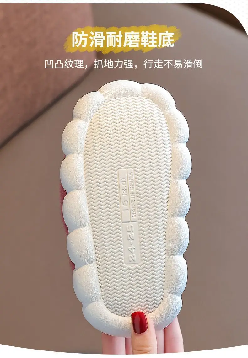 Children's cotton slippers bag with autumn and winter boys and girls non-slip indoor cartoon cute warm plush baby cotton shoes — feature 10