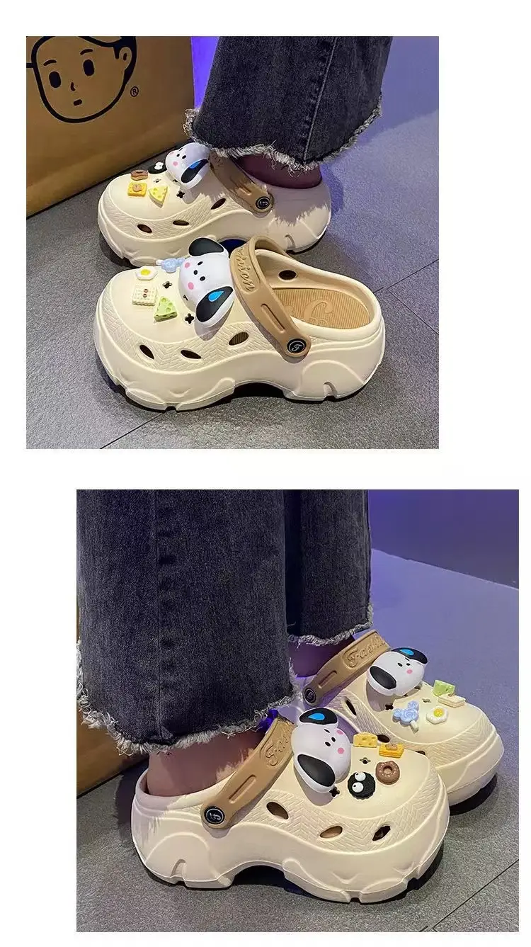 EVA Hole Shoes Women's Summer Outer Wear Ins Trendy Cute Sweating Dog Height Increase Thick Bottom Non-Slip Slip Slippers — feature 11