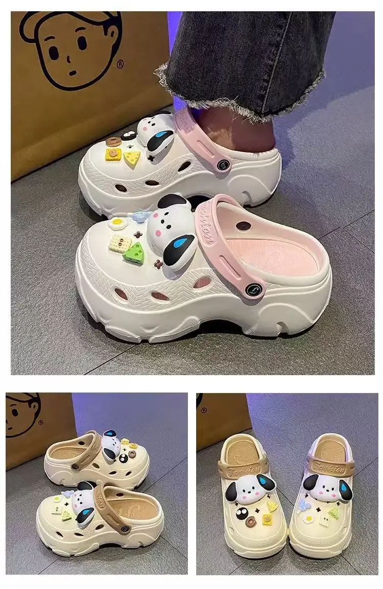 EVA Hole Shoes Women's Summer Outer Wear Ins Trendy Cute Sweating Dog Height Increase Thick Bottom Non-Slip Slip Slippers — feature 12