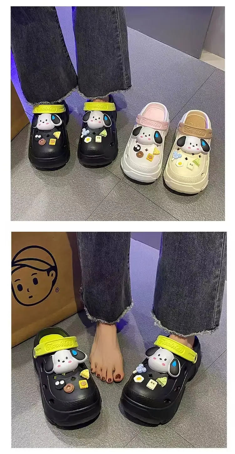 EVA Hole Shoes Women's Summer Outer Wear Ins Trendy Cute Sweating Dog Height Increase Thick Bottom Non-Slip Slip Slippers — feature 14