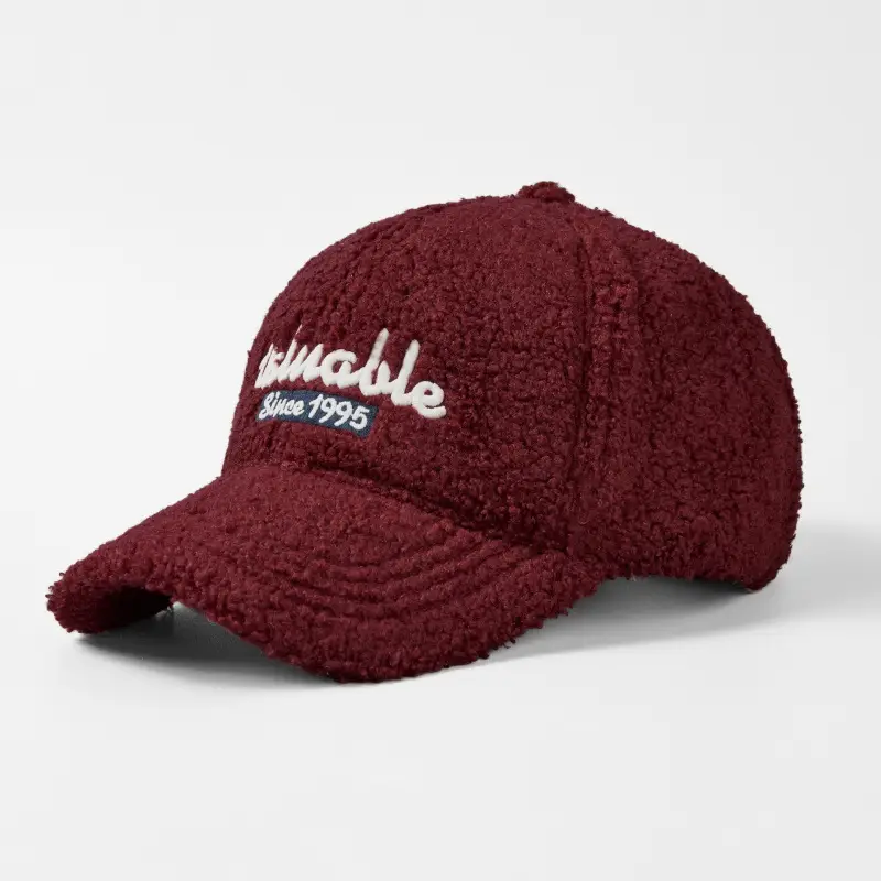 Pink Wool Embroidered Baseball Cap for Women - Image 3