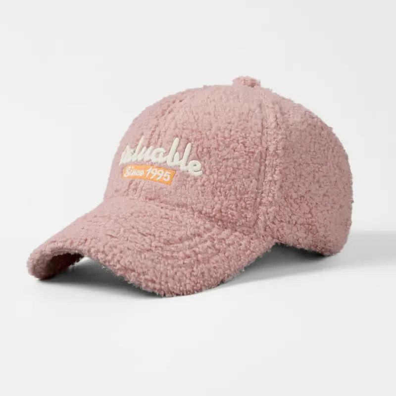 Pink Wool Embroidered Baseball Cap for Women - Image 6