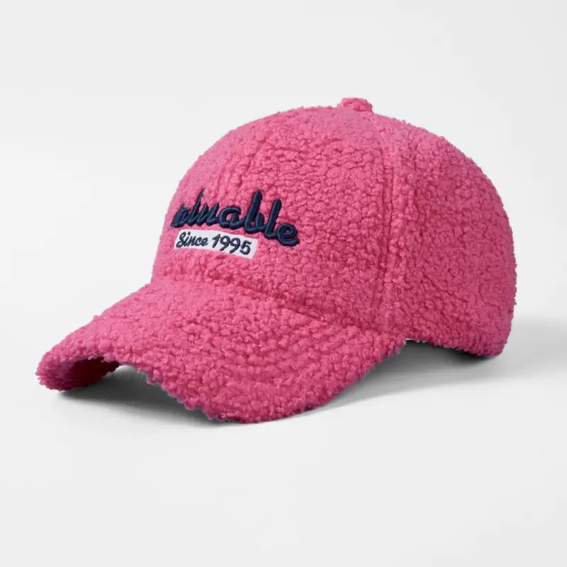 Pink Wool Embroidered Baseball Cap for Women - Image 7