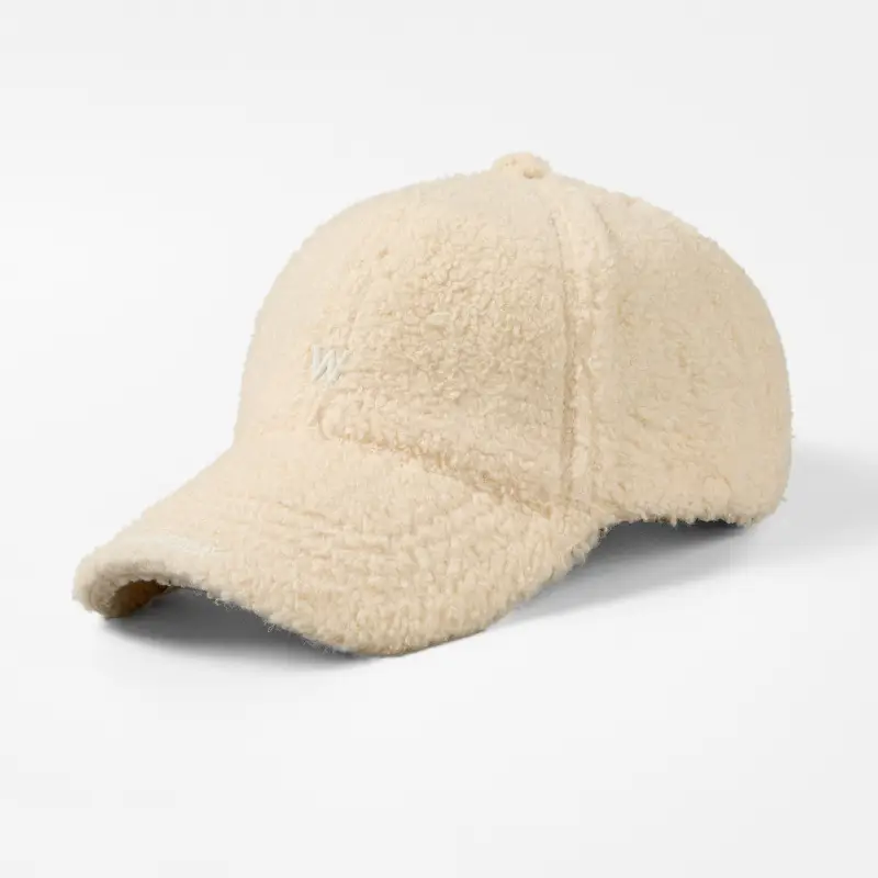 Korean Lamb Fleece Baseball Cap with Embroidery - Image 5