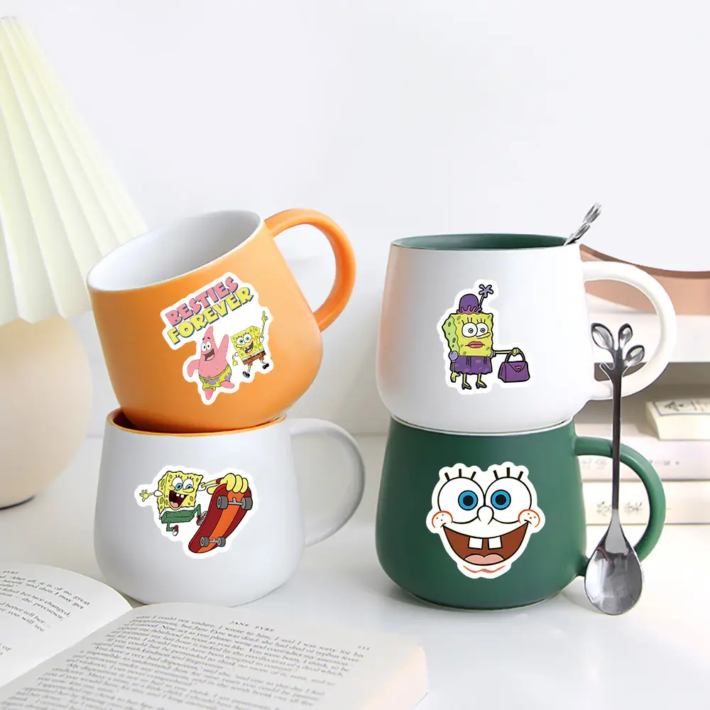 100 stickers Spongebob Cartoon stickers Paidaxing Squidward's Peripheral Decoration Notebook Stationery Handbook Diy stickers