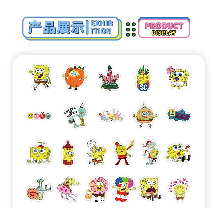 100 stickers Spongebob Cartoon stickers Paidaxing Squidward's Peripheral Decoration Notebook Stationery Handbook Diy stickers — feature 3