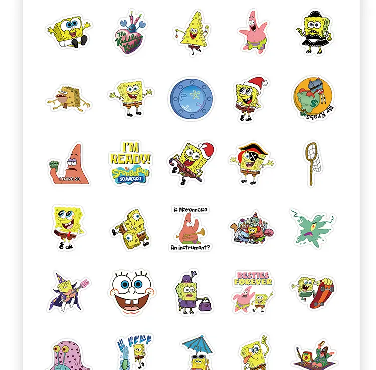 100 stickers Spongebob Cartoon stickers Paidaxing Squidward's Peripheral Decoration Notebook Stationery Handbook Diy stickers — feature 4