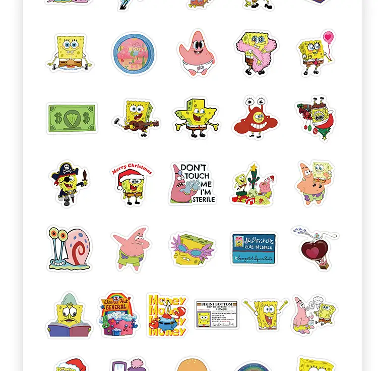 100 stickers Spongebob Cartoon stickers Paidaxing Squidward's Peripheral Decoration Notebook Stationery Handbook Diy stickers — feature 5